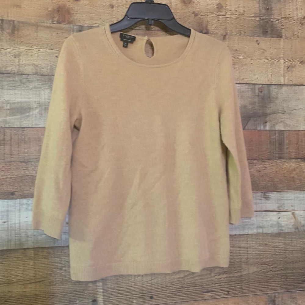 Talbots tan cashmere sweater, size medium petite